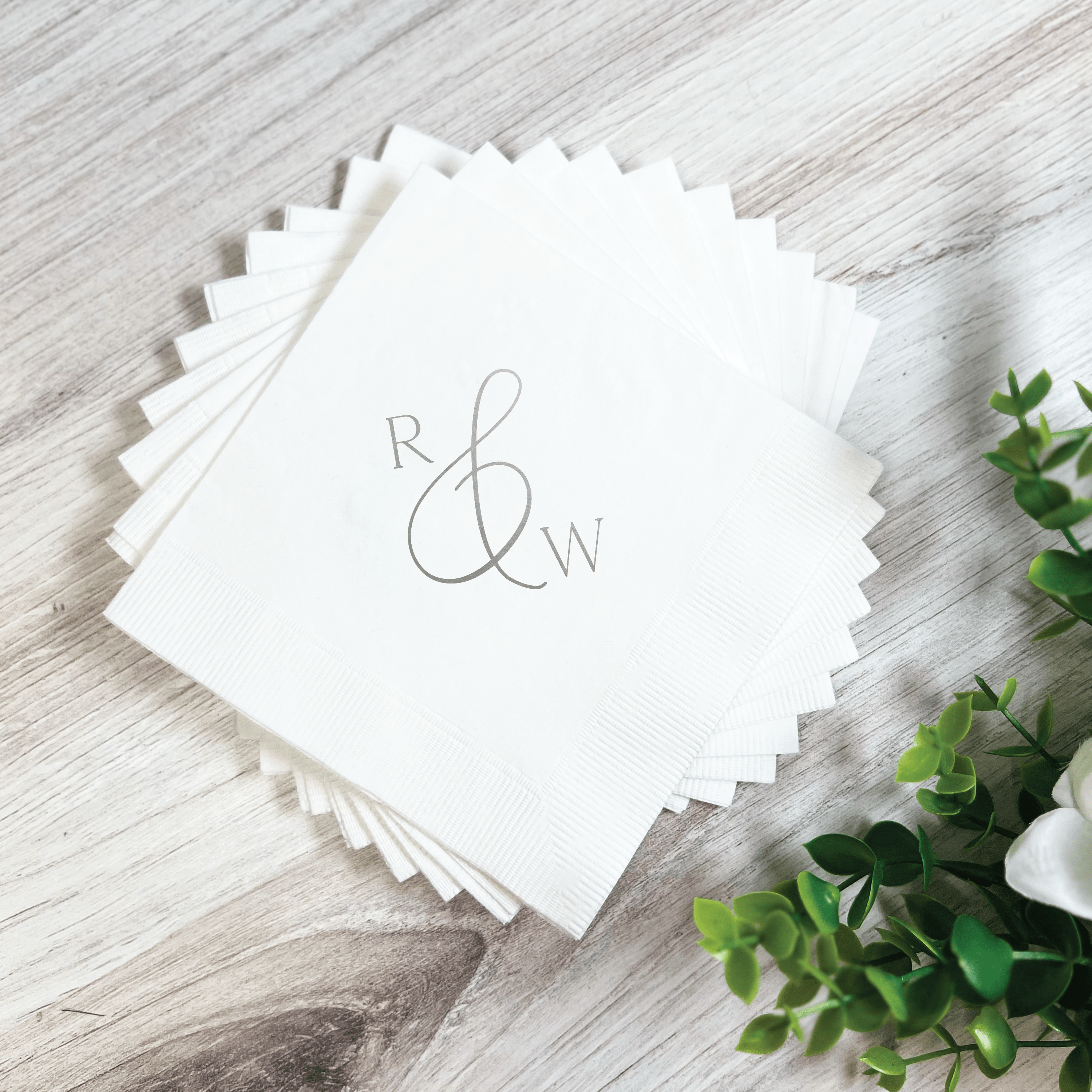 Monogrammed Wedding Napkins - Napkins - Foil Stamped