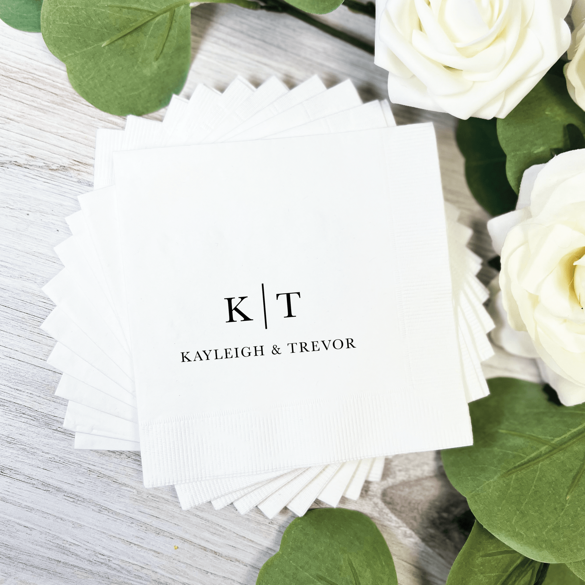 Modern Initials and First Names Wedding Napkins - Napkins - Foil Stamped
