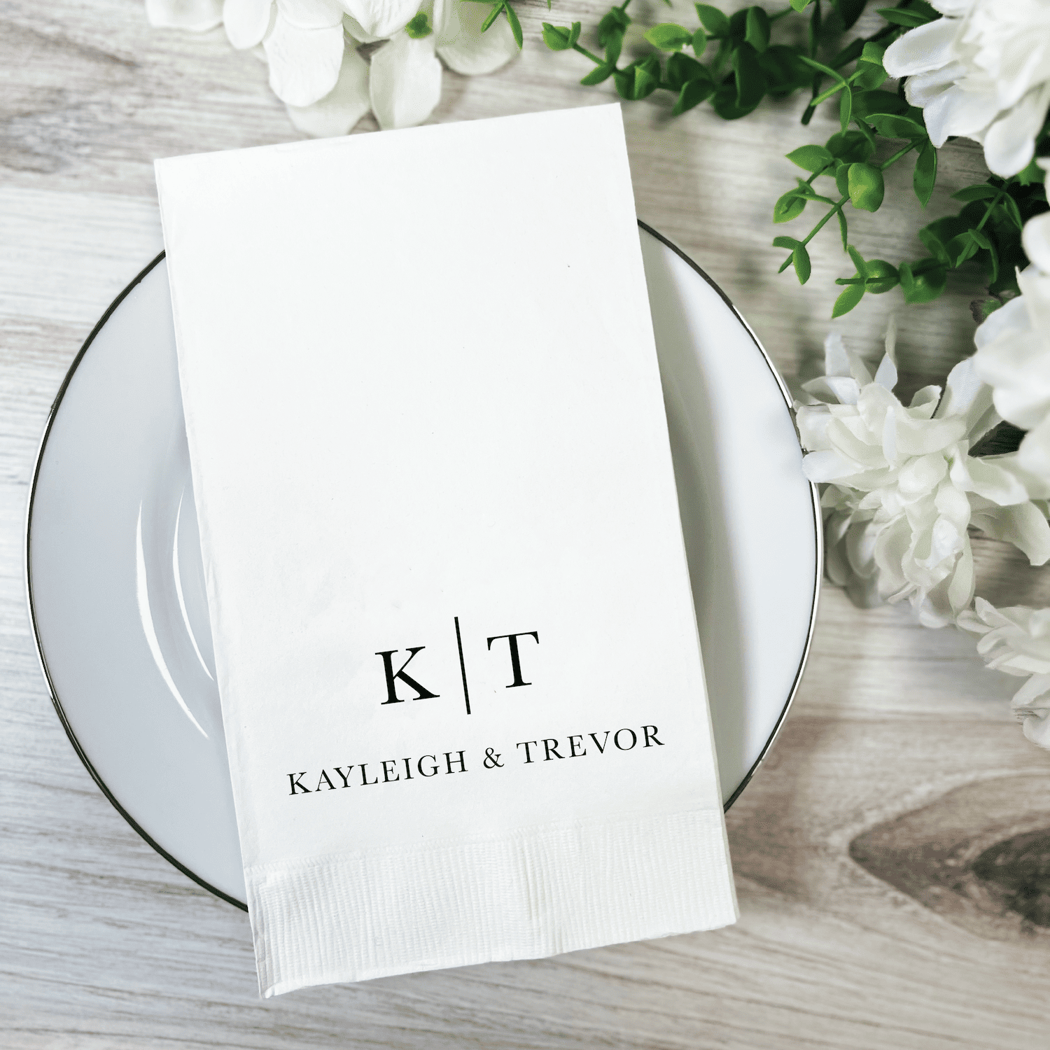 Modern Initials and First Names Wedding Napkins - Napkins - Foil Stamped