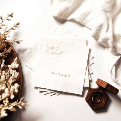Love Is Sweet Wedding Napkins - Napkins - Foil Stamped