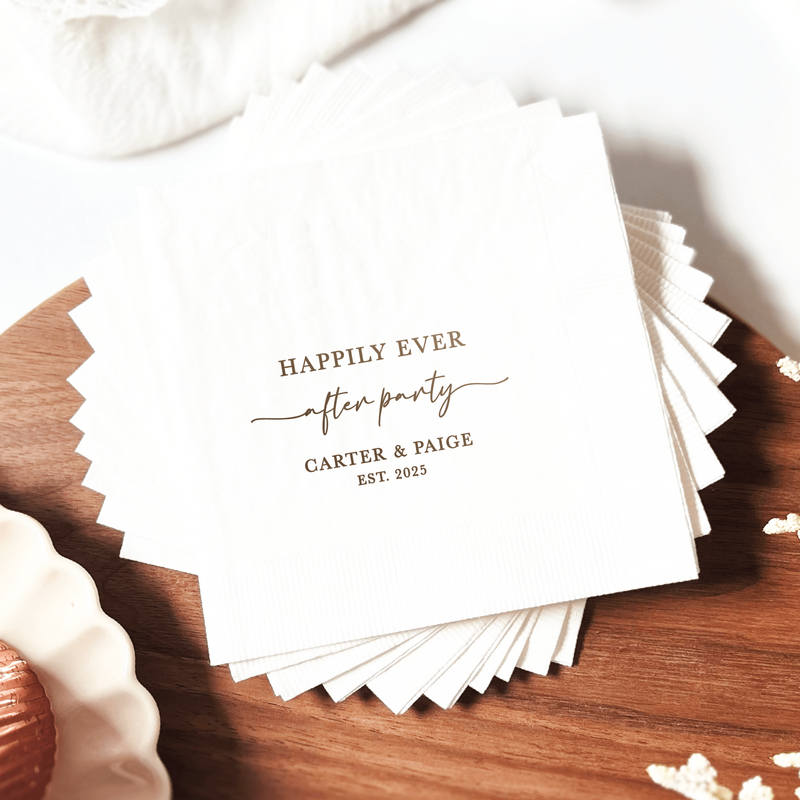 Happily Ever After Party Wedding Reception Napkins - Napkins - Foil Stamped