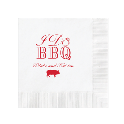 I Do BBQ with Pig Personalized Wedding Napkins - Napkins - Foil Stamped