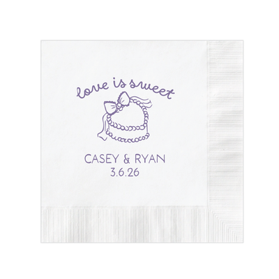 Love is Sweet Wedding Cocktail Napkins - Napkins - Foil Stamped
