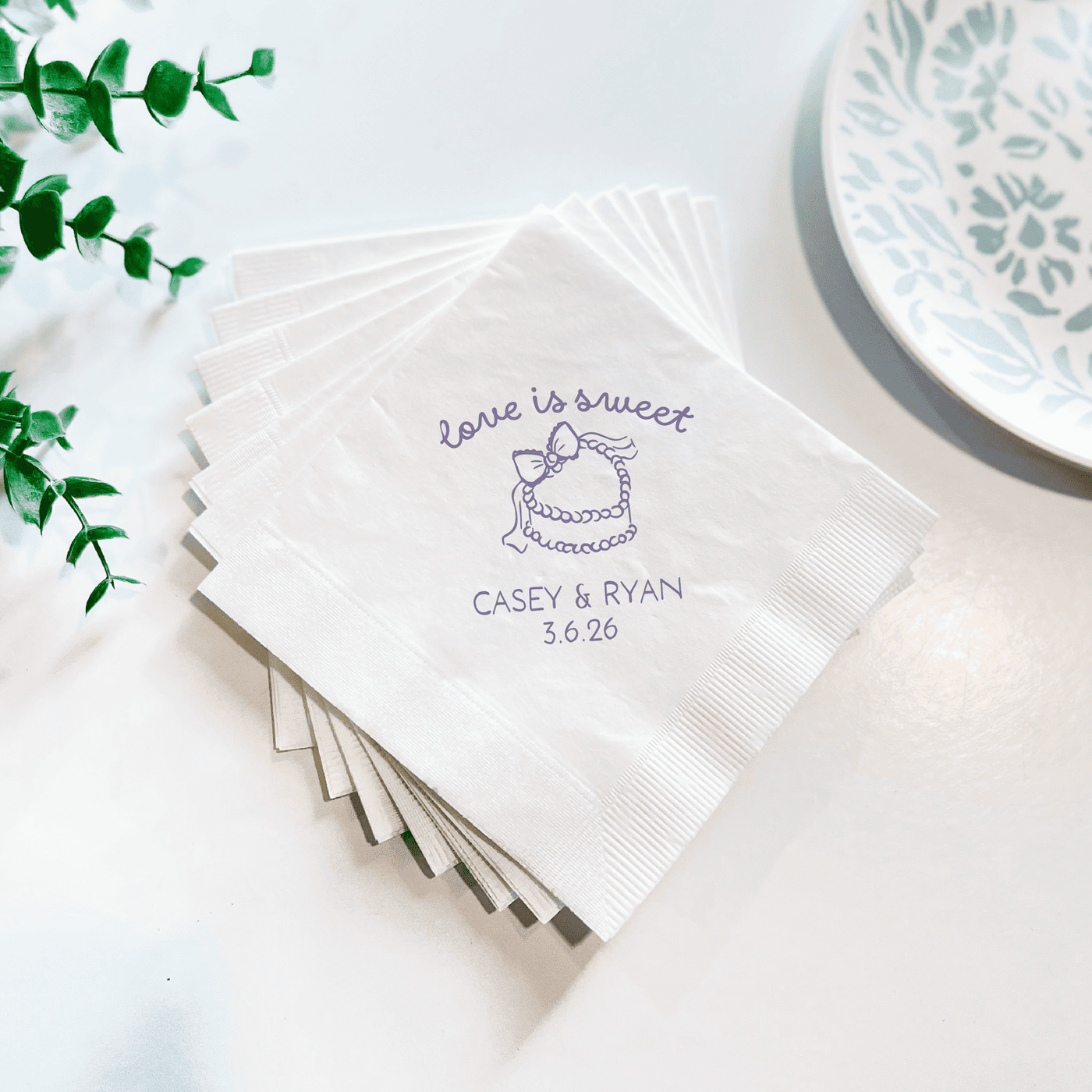 Love is Sweet Wedding Cocktail Napkins - Napkins - Foil Stamped