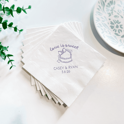 Love is Sweet Wedding Cocktail Napkins - Napkins - Foil Stamped
