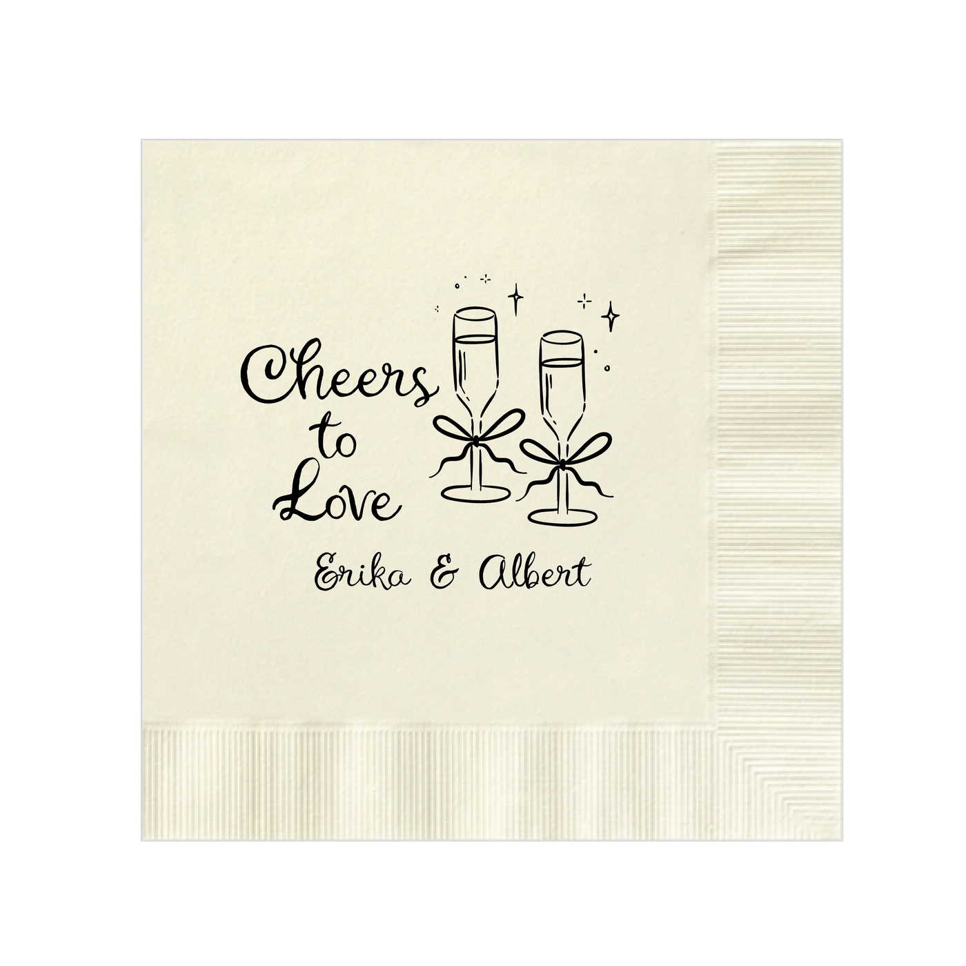 Cheers to Love Whimsical Wedding Cocktail Napkins - Napkins - Foil Stamped