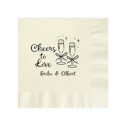 Cheers to Love Whimsical Wedding Cocktail Napkins - Napkins - Foil Stamped