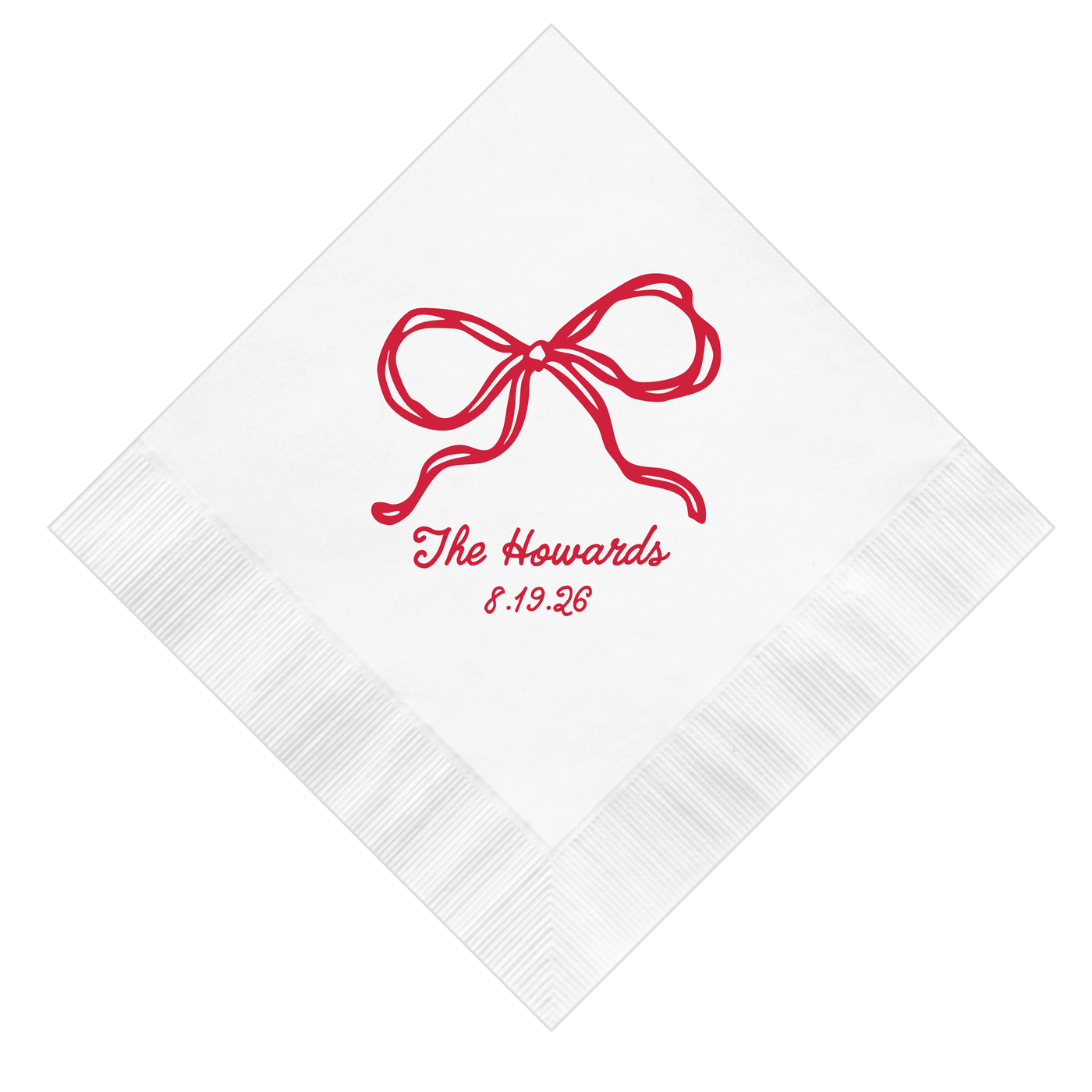 Personalized Whimsical Bow Wedding Cocktail Napkins - Napkins - Foil Stamped