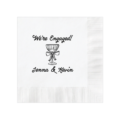 We're Engaged Whimsical Cocktail Napkins - Napkins - Foil Stamped