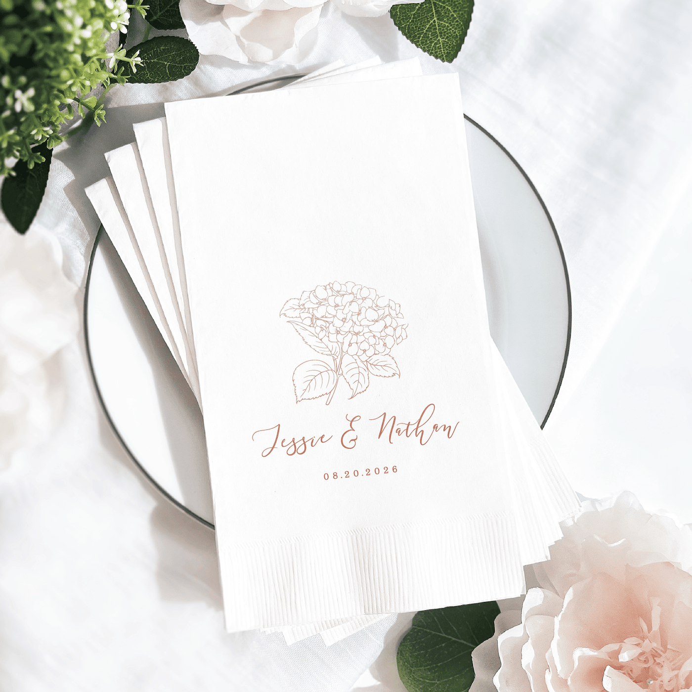 Elegant Hydrangea Wedding Napkins