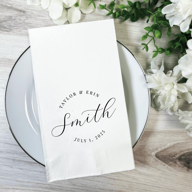 Personalized Wedding Cocktail Napkins - Napkins - Foil Stamped
