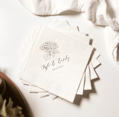 Elegant Hydrangea Wedding Napkins - Napkins - Foil Stamped