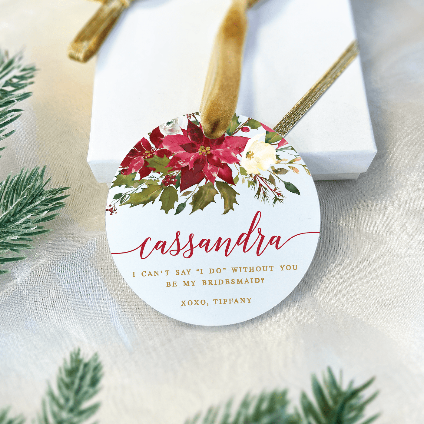 Bridesmaid Proposal Floral Acrylic Ornament
