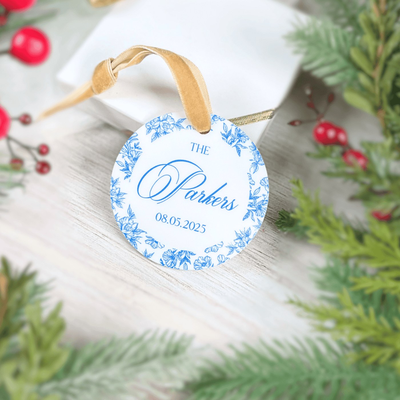 Toile Family Name Acrylic Ornament