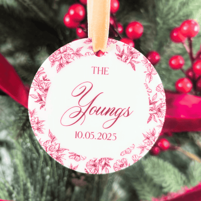 Toile Family Name Acrylic Ornament