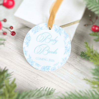 Toile Baby Announcement Acrylic Ornament