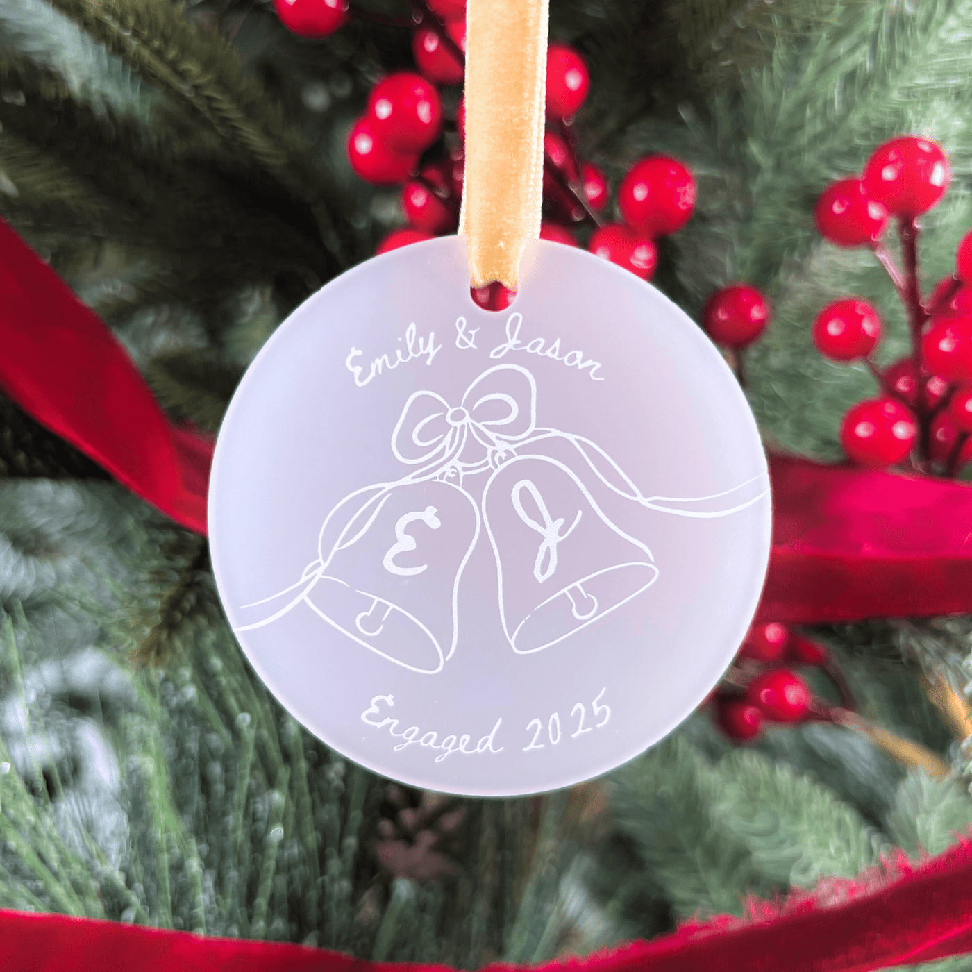 Initials Bells Engagement Ornament