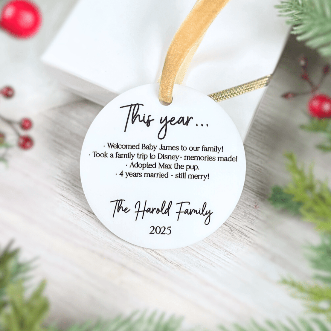 Yearly Family Highlights Acrylic Ornament