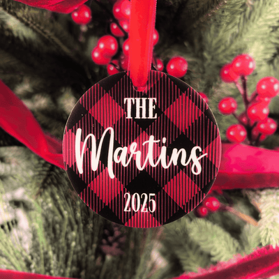 Buffalo Plaid Family Name Acrylic Ornament