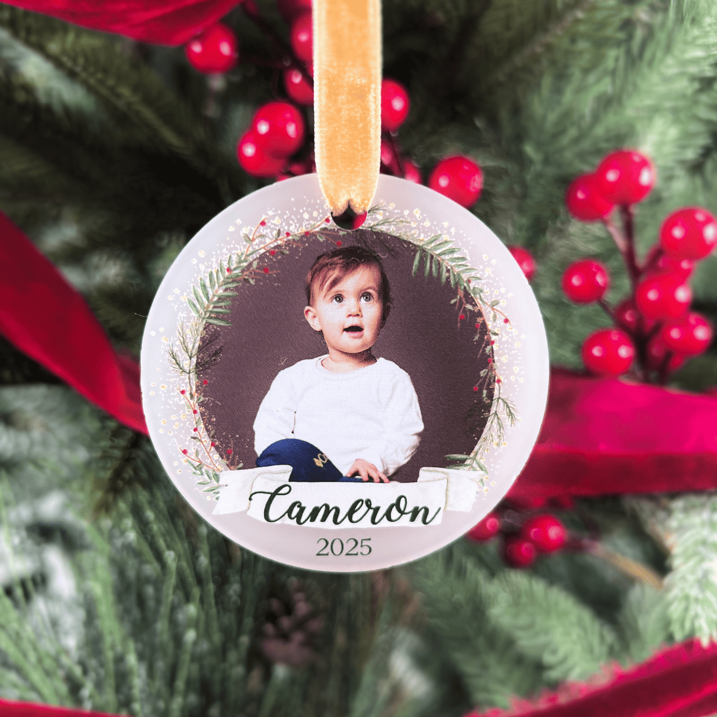 Kids’ Photo Wreath Acrylic Ornament