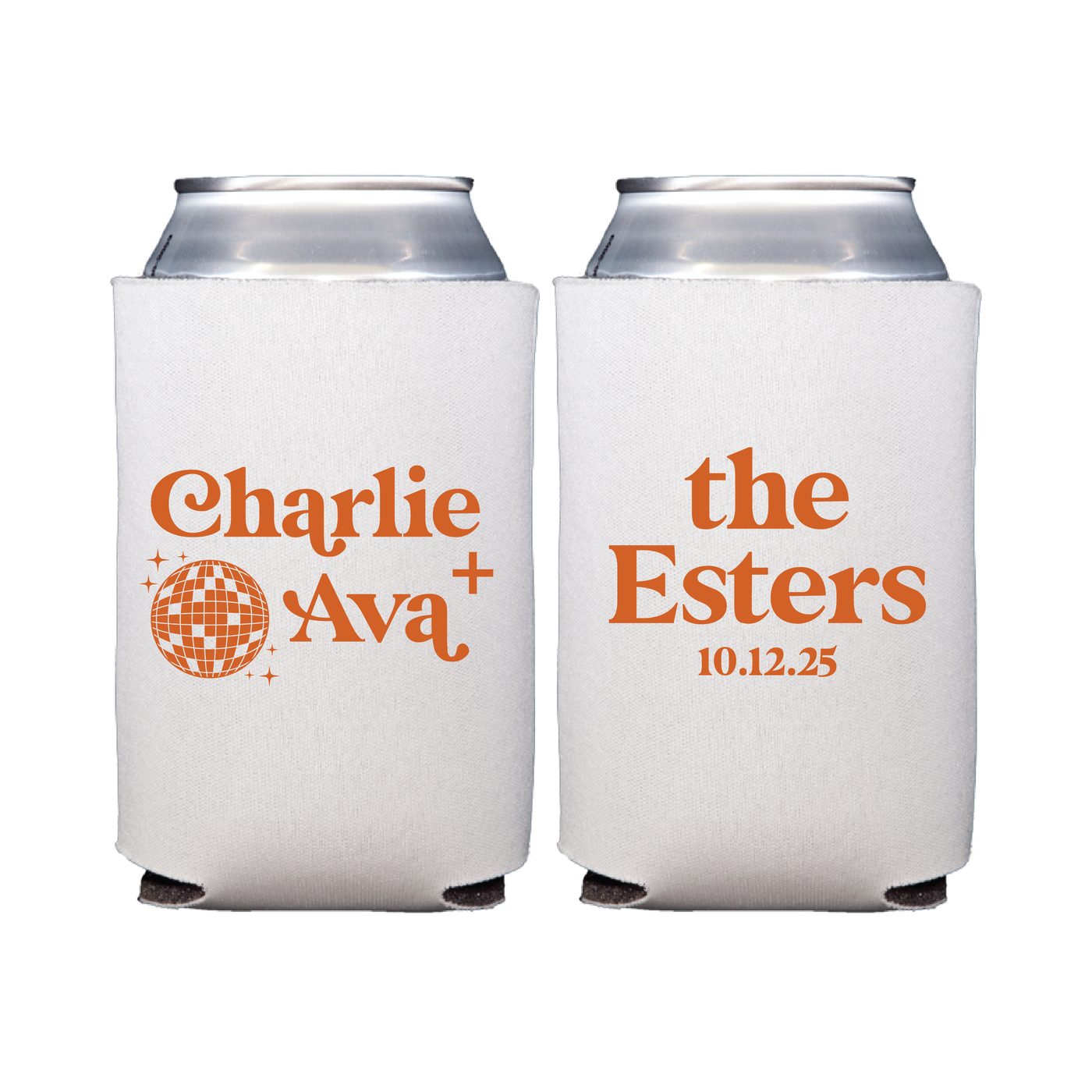 Personalized Disco Wedding Can Cooler Favors