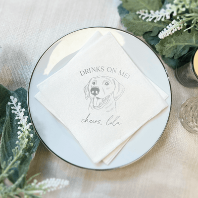 Illustrated Dog Wedding Premium Uncoined Napkins