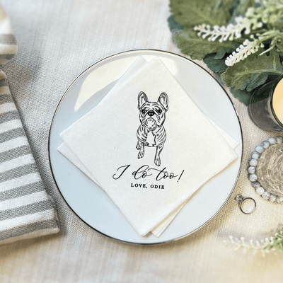 Custom Illustrated Dog Wedding Premium Uncoined Napkins