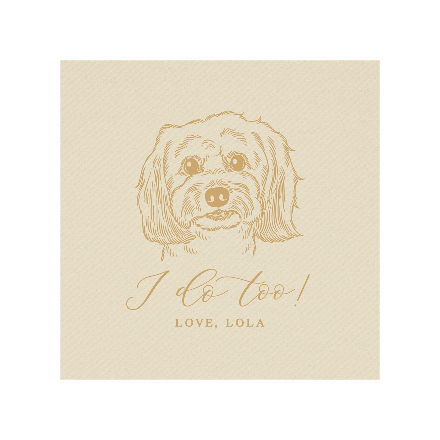 Custom Illustrated Dog Wedding Premium Uncoined Napkins