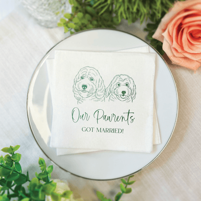 Illustrated Pet Wedding Premium Uncoined Napkins