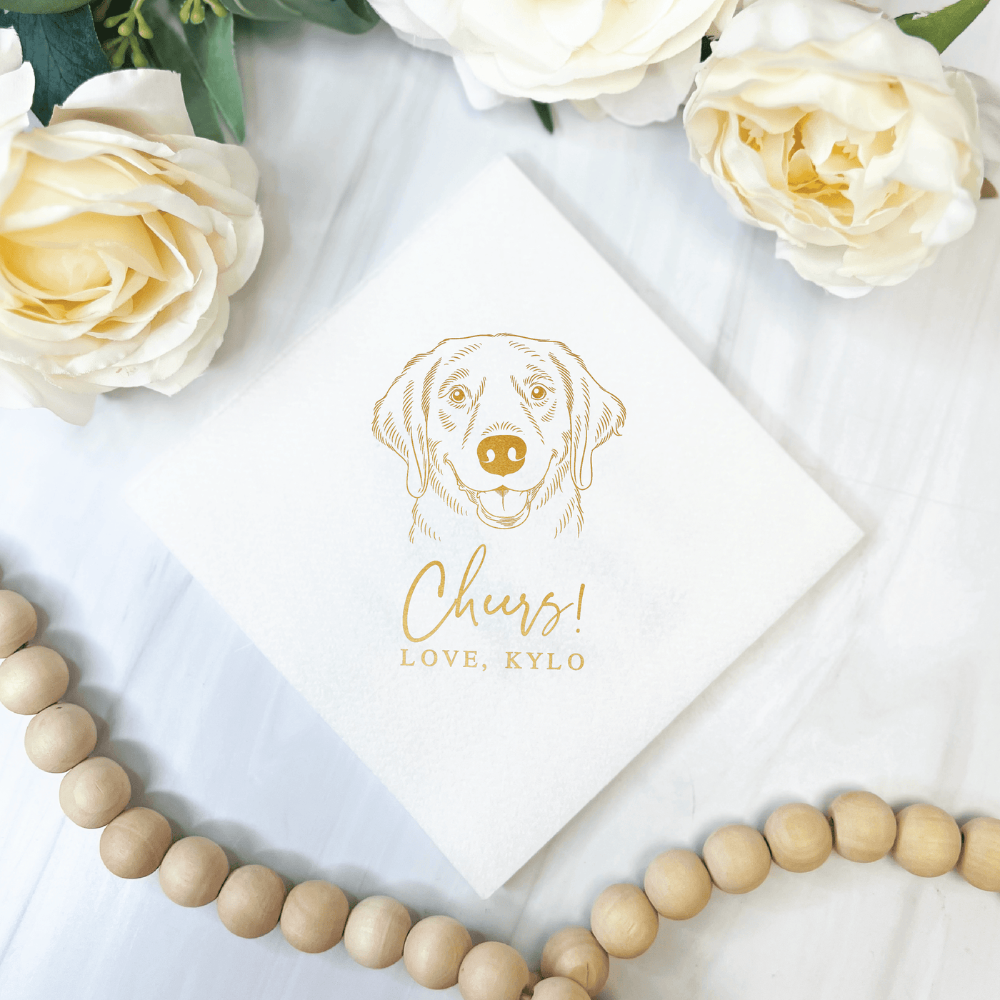 Custom Illustrated Pet Premium Uncoined Napkins