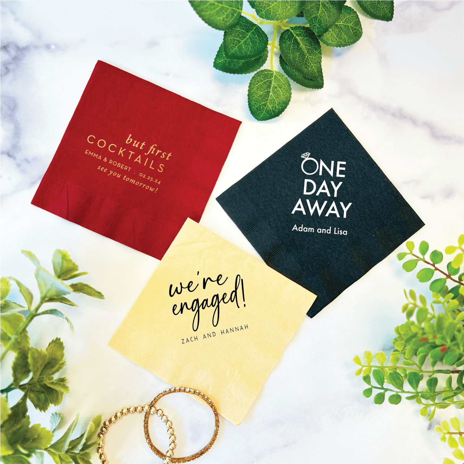 Engagement & Rehearsal Napkins - Napkins - Foil Stamped