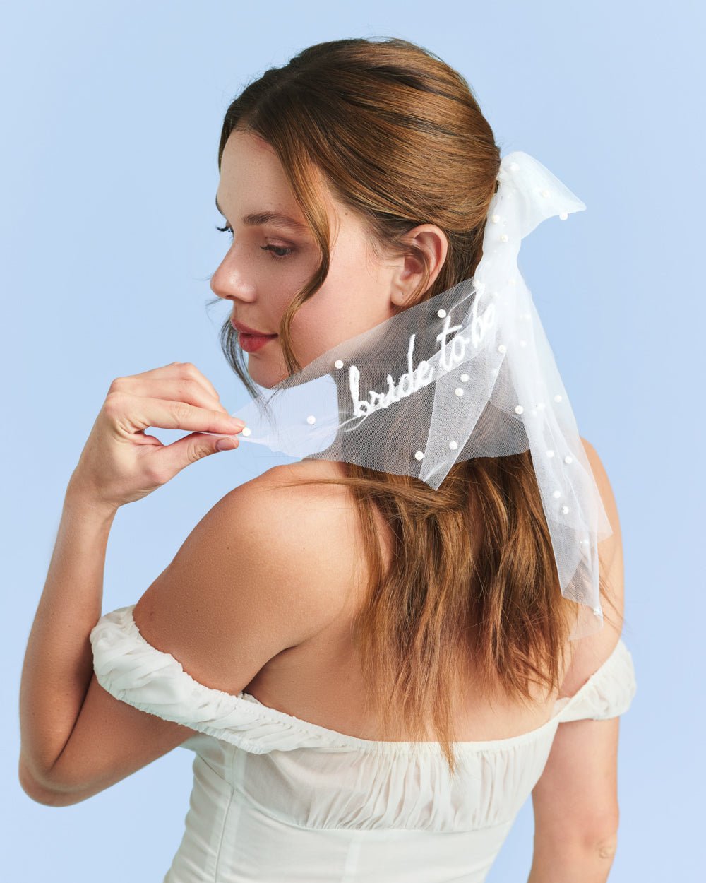 Pearl to Be Bow - white tulle bow w/ pearls