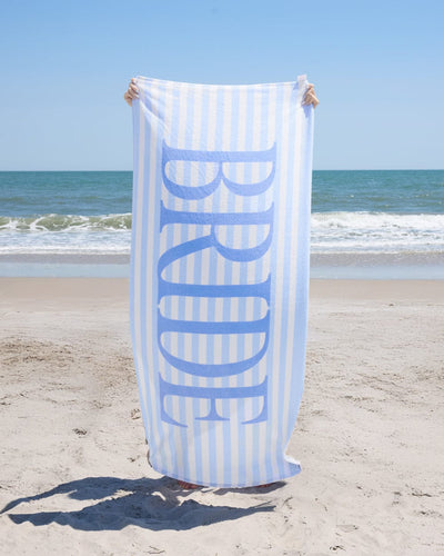 Coastal Bride Beach Towel - striped cotton towel