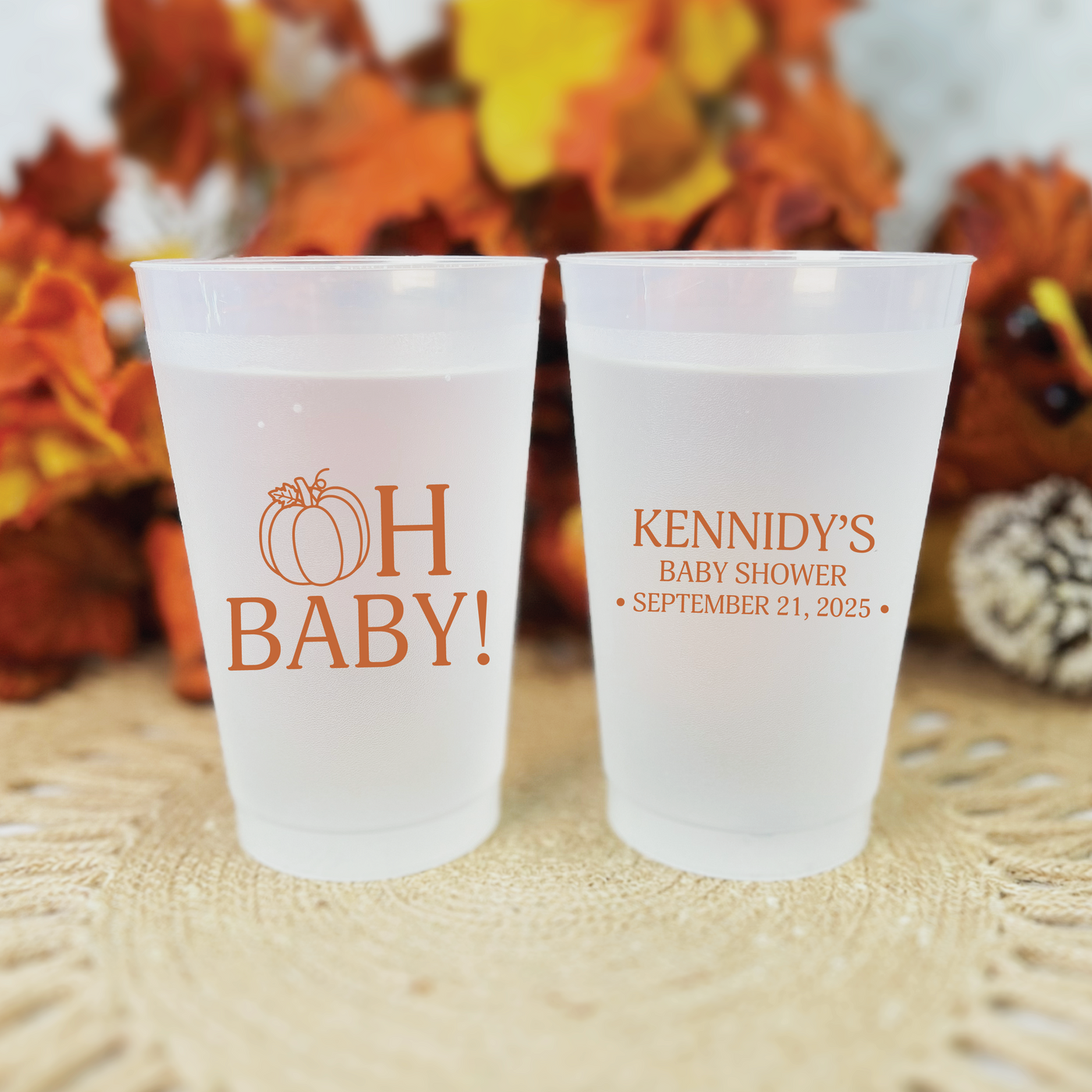 Fall Oh Baby Shower Frosted Plastic Cups