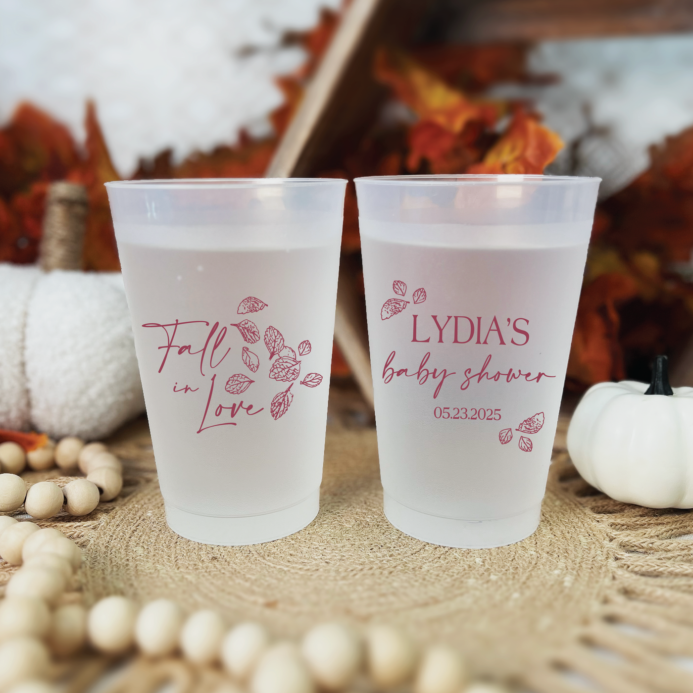 Fall in Love Baby Shower Frosted Plastic Cups