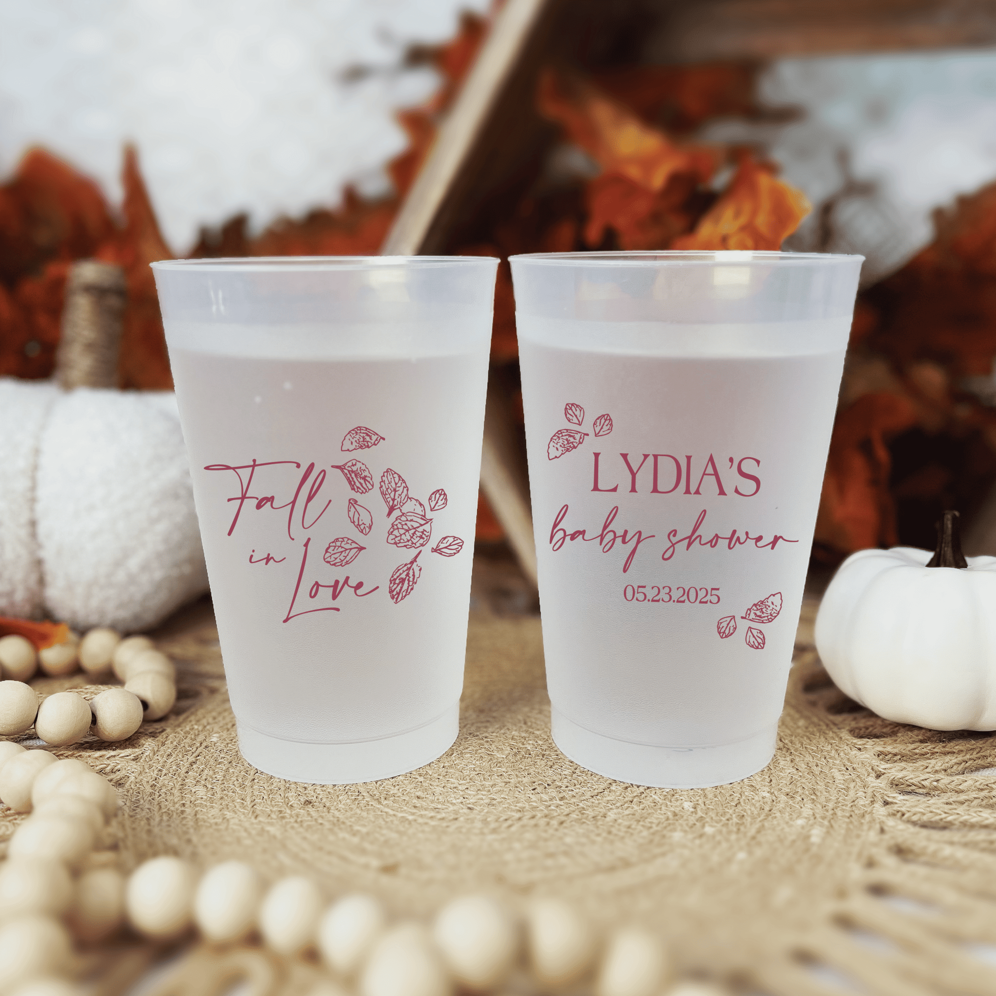 Fall in Love Baby Shower Frosted Plastic Cups - Cup - Frosted