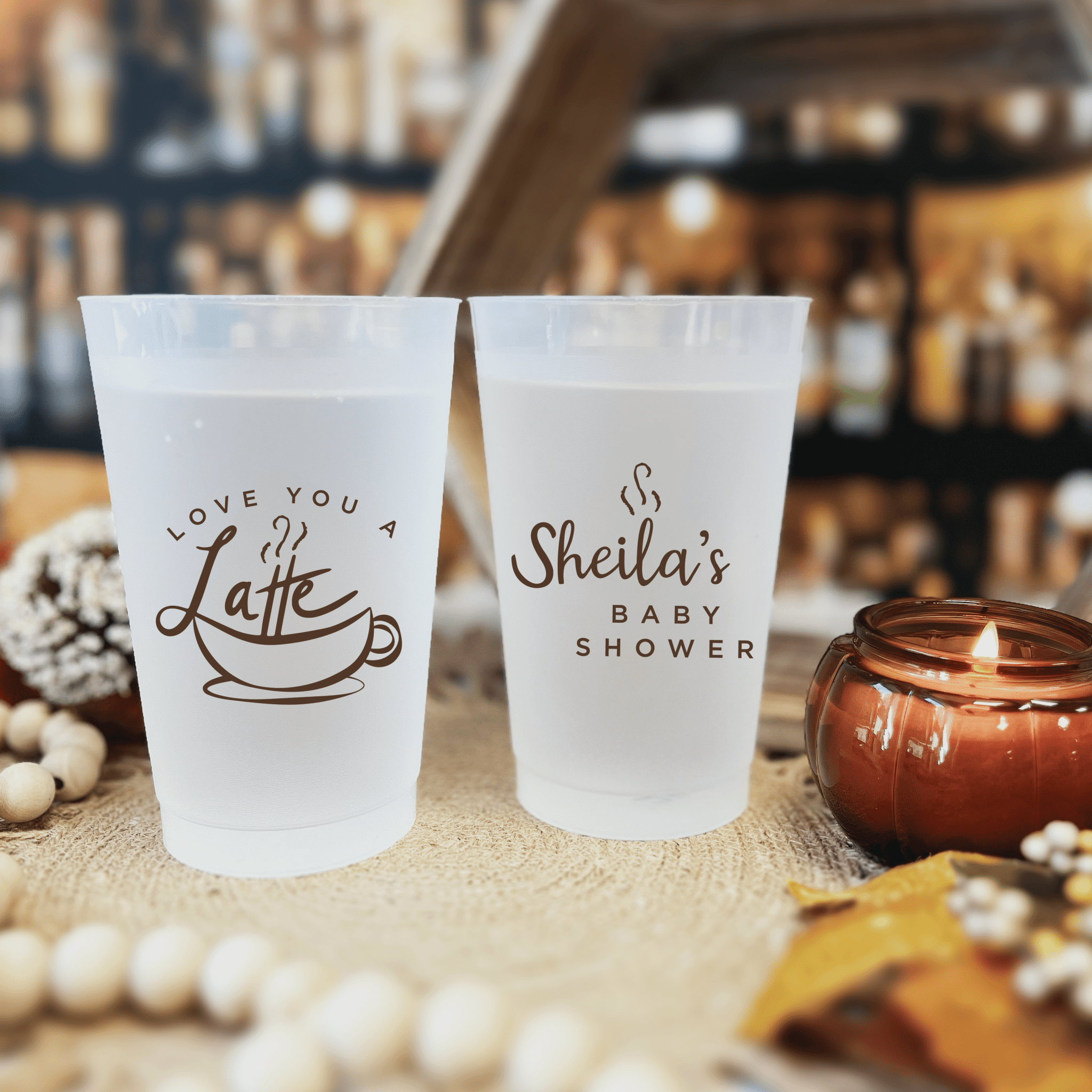 Love You a Latte Baby Shower Frosted Plastic Cups - Cup - Frosted