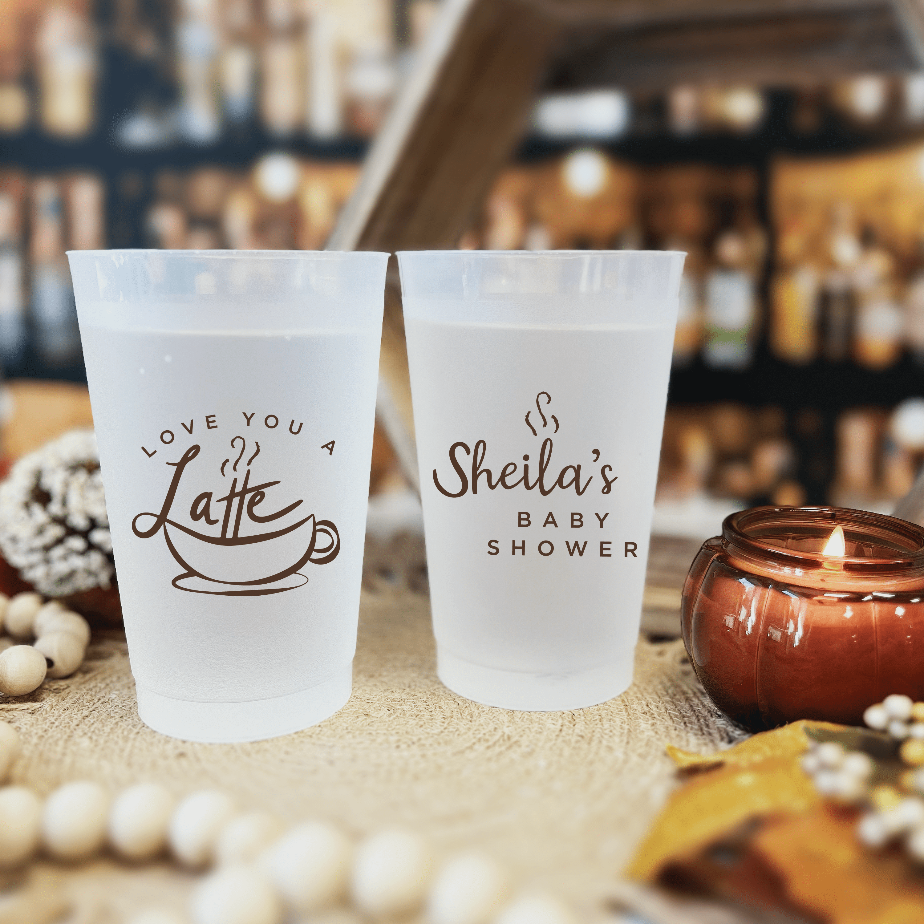 Love You a Latte Baby Shower Frosted Plastic Cups - Cup - Frosted