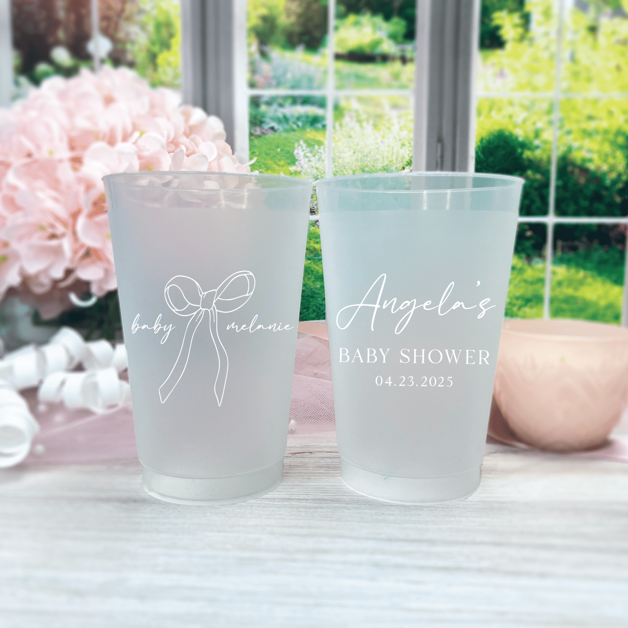 Elegant Bow Baby Shower Frosted Plastic Cups - Cup - Frosted