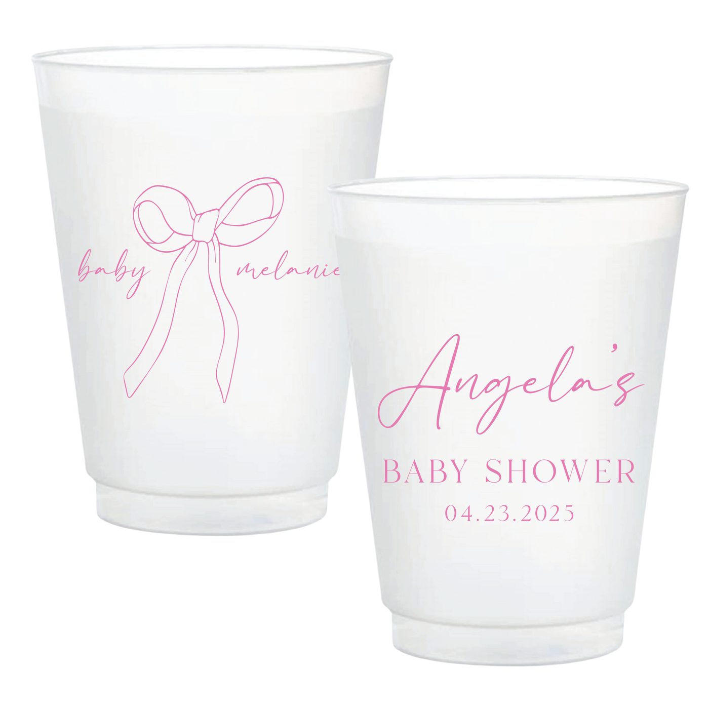 Elegant Bow Baby Shower Frosted Plastic Cups