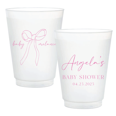 Elegant Bow Baby Shower Frosted Plastic Cups