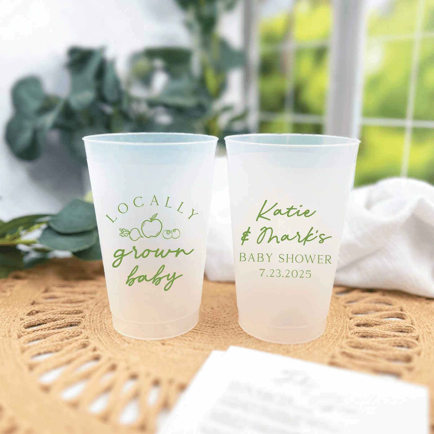 Locally Grown Baby Shower Frosted Plastic Cups