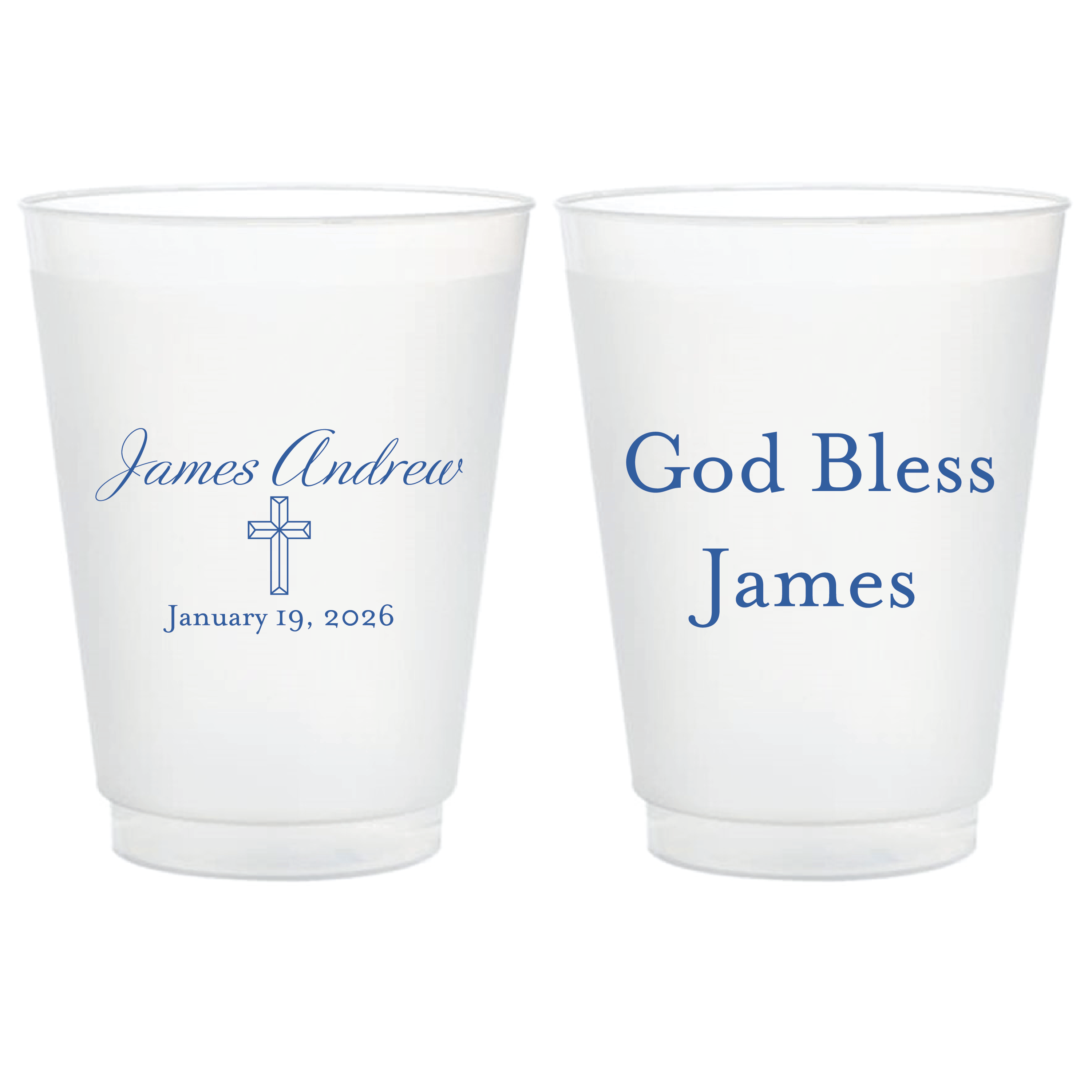 God Bless Personalized Christening Shatterproof Cups - Cup - Frosted