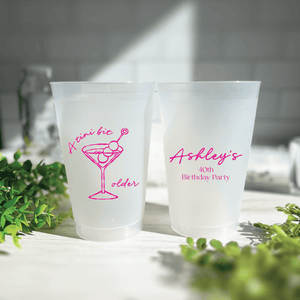Martinis & Milestones Birthday Frosted Plastic Cups