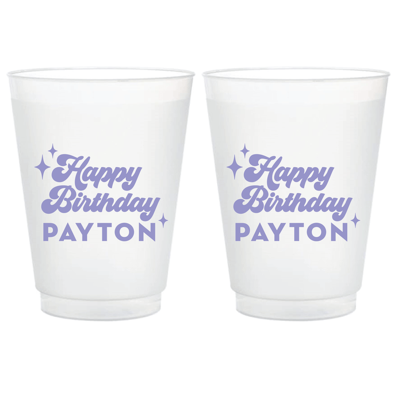 Bold Retro Birthday Frosted Plastic Cups