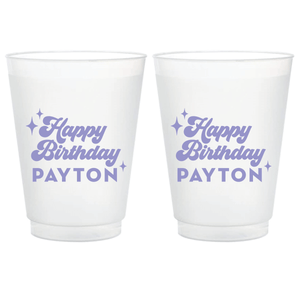 Bold Retro Birthday Frosted Plastic Cups