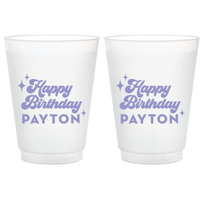 Bold Retro Birthday Frosted Plastic Cups