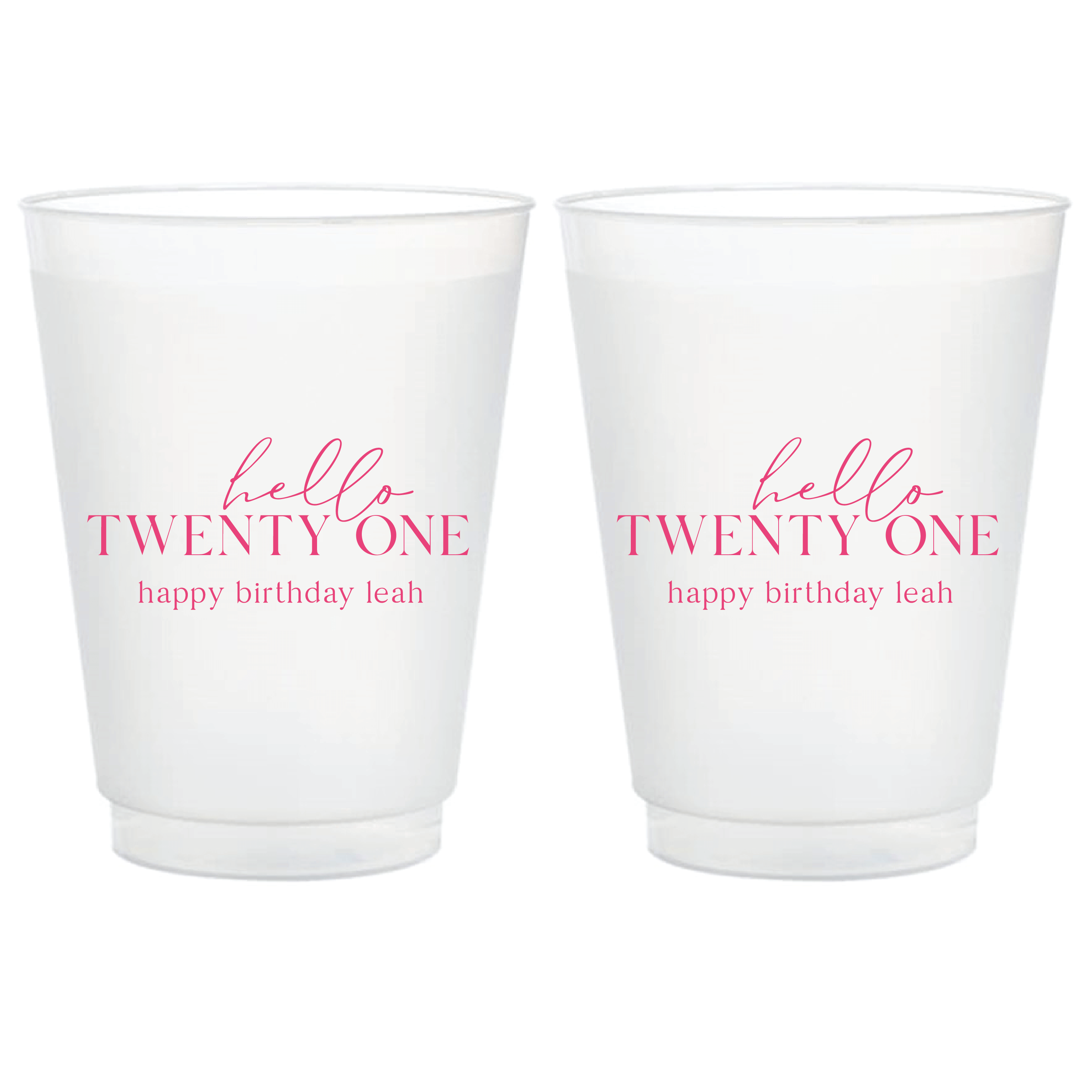 Hello Twenty-One Birthday Frosted Plastic Cups