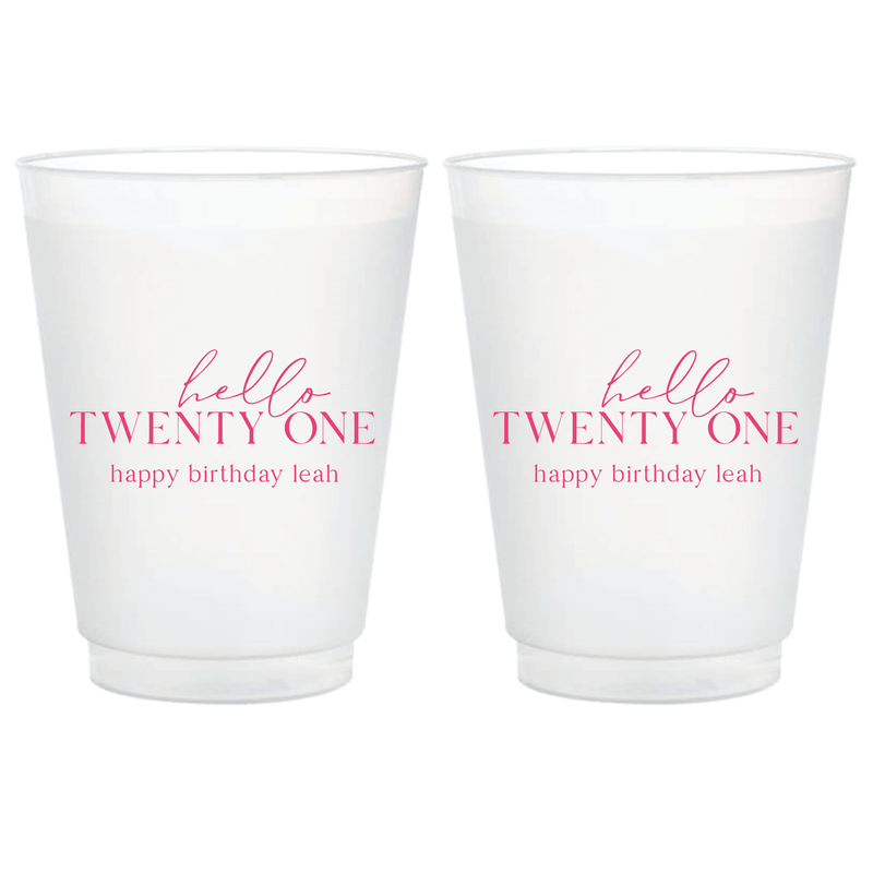 Hello Twenty-One Birthday Frosted Plastic Cups