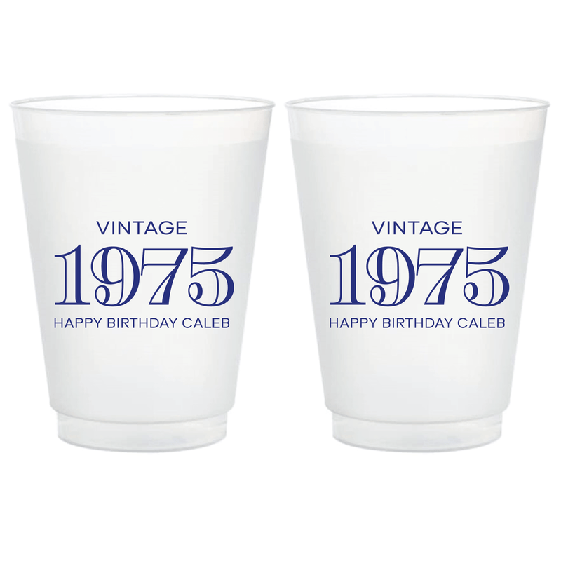 Vintage Birthday Frosted Plastic Cups
